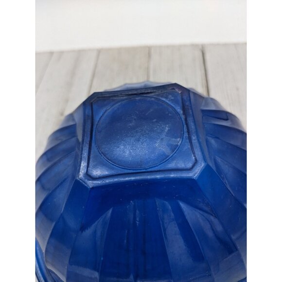 Vintage 6" by 2 3/4" Ribbed Cobalt Blue Mixing Bowl - Picture 5 of 7